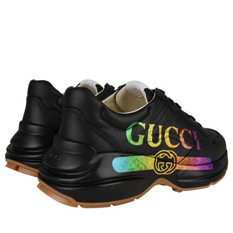 gucci chunky sneakers black|gucci rhyton lace up sneakers.